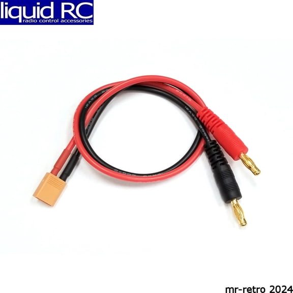 Racers Edge 1616 Charger Adapter: Male Xt30 to Male 4mm Bullets- 300mm Wire