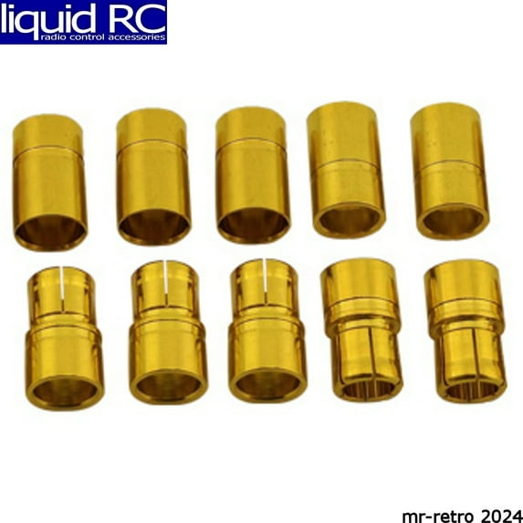 Racers Edge 1668 8mm Gold Plated Banana Plugs Male & Female 5 Pair