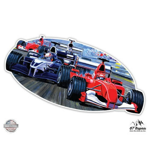 Racers Racing - 5" Vinyl Sticker - For Car Laptop I-Pad - Waterproof Decal