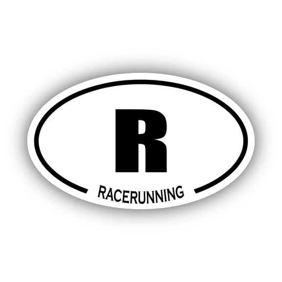 Racerunning R Oval Bumper Sticker 3M Vinyl Decal 3 in x 5 in