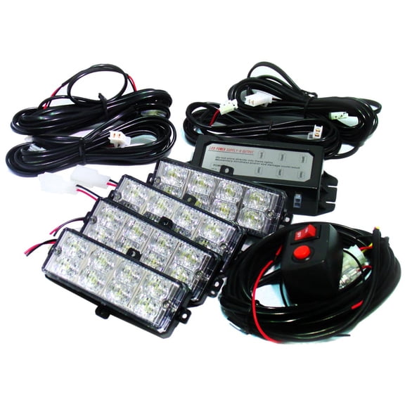 Race Sport RS-281-4LED-W (4) LED Grille Strobe Light Kit (White)