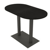 Racetrack Bistro Height Meeting Table Double Metal Base 34x70 Bar Table