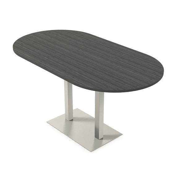 Racetrack Bistro Height Meeting Table Double Metal Base 46x72 Bar Table