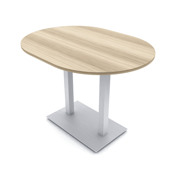 Racetrack Bistro Height Meeting Table Double Metal Base 46x72 Bar Table