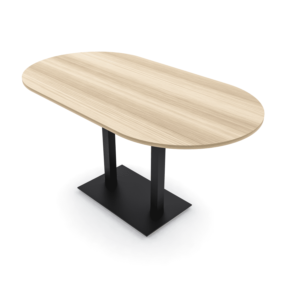 Racetrack Bistro Height Meeting Table Double Metal Base 46x84 Bar Table ...