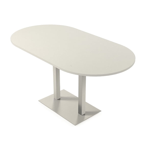 Racetrack Bistro Height Meeting Table Double Metal Base 46x84 Bar Table