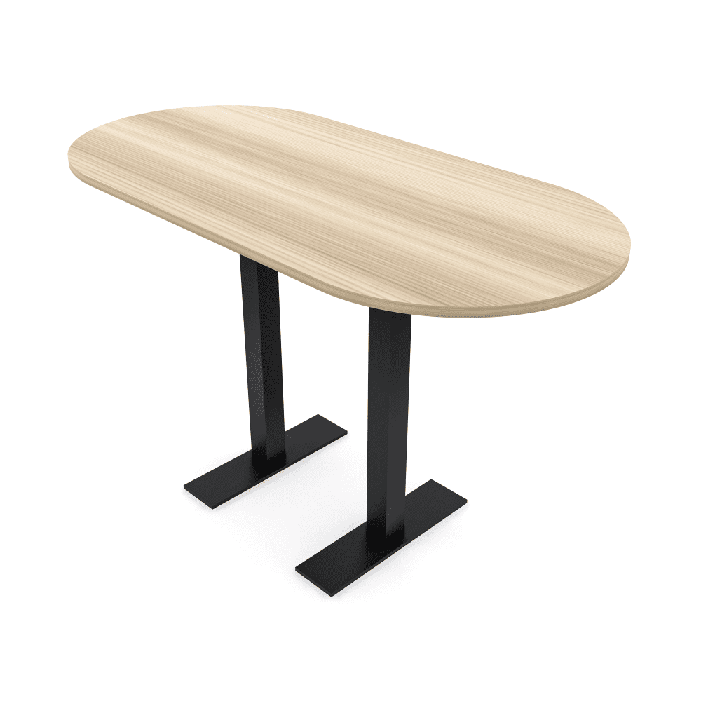 Racetrack Bistro Height Meeting Table T-Shaped Metal Base 34x70 Bar ...