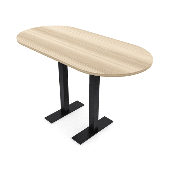 Racetrack Bistro Height Meeting Table T-Shaped Metal Base 34x70 Bar Table