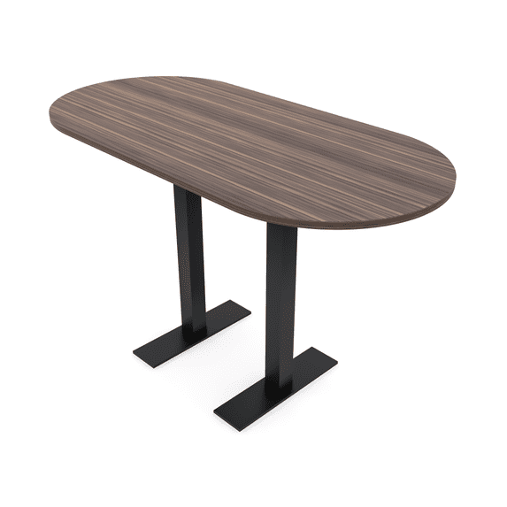 Racetrack Bistro Height Meeting Table T-Shaped Metal Base 34x70 Bar Table