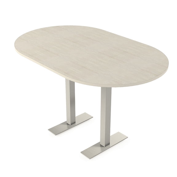 Racetrack Bistro Height Meeting Table T-Shaped Metal Base 46x72 Bar Table