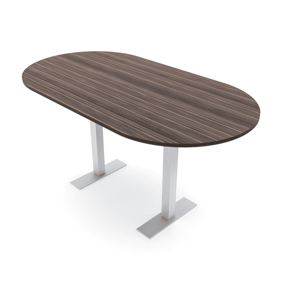 Racetrack Bistro Height Meeting Table T-Shaped Metal Base 46x72 Bar Table