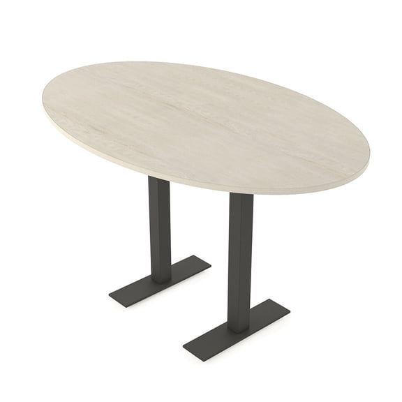 Oval Bistro Height Meeting Table T-Shaped Metal Base 46x72 Bar Table