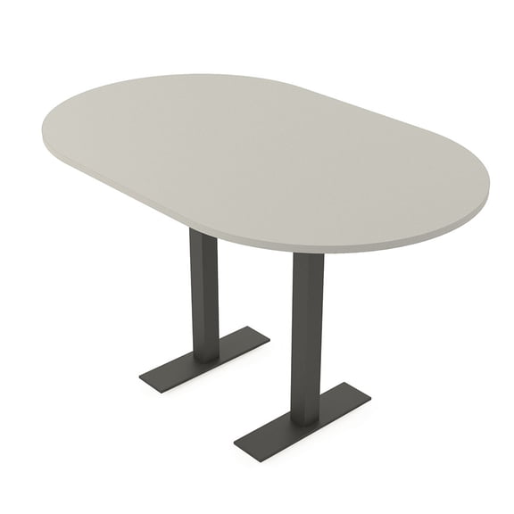Racetrack Bistro Height Meeting Table T-Shaped Metal Base 46x72 Bar Table