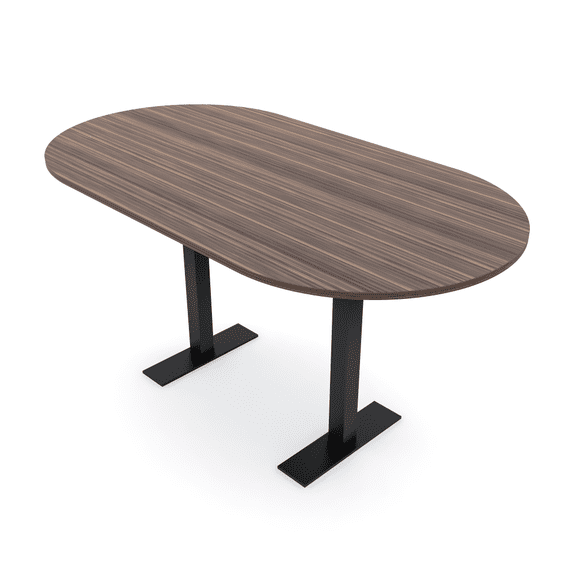 Racetrack Bistro Height Meeting Table T-Shaped Metal Base 46x84 Bar Table