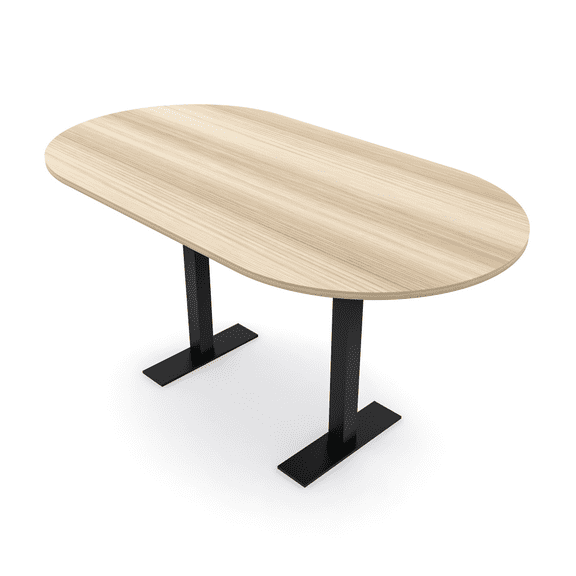 Racetrack Bistro Height Meeting Table T-Shaped Metal Base 46x84 Bar Table