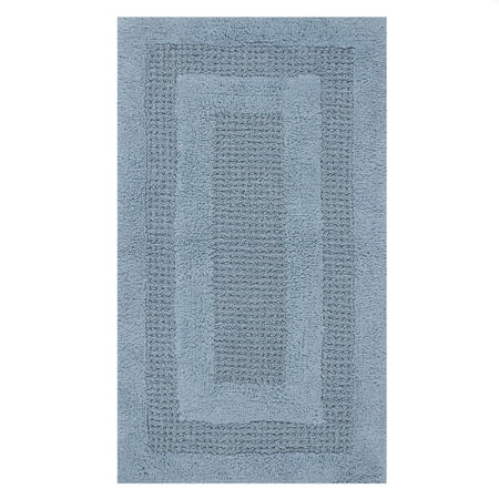 Racetrack Non-Slip Cotton Bath Rug 20" x 30" Light Blue by Perthshire Platinum Collection
