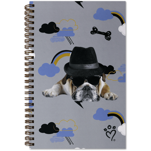 Rachael Hale 5.5 x 8.5 Hardcover Notebook with Black Spiral, English Bulldog Design, 1/Pack