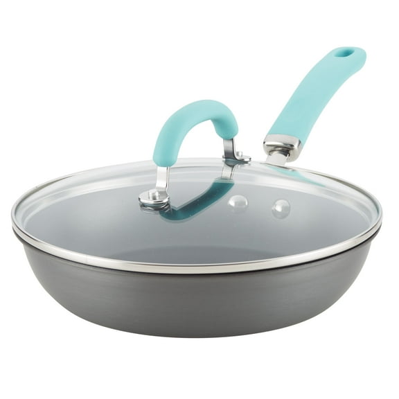 Rachael Ray 10.25" Create Delicious Hard Anodized Aluminum Nonstick Deep Frying Pan, Gray