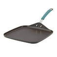 thumbnail image 1 of Rachael Ray 11" Cucina Hard-Anodized Nonstick Shallow Square Griddle, Gray with Agave Blue Handle, 1 of 13