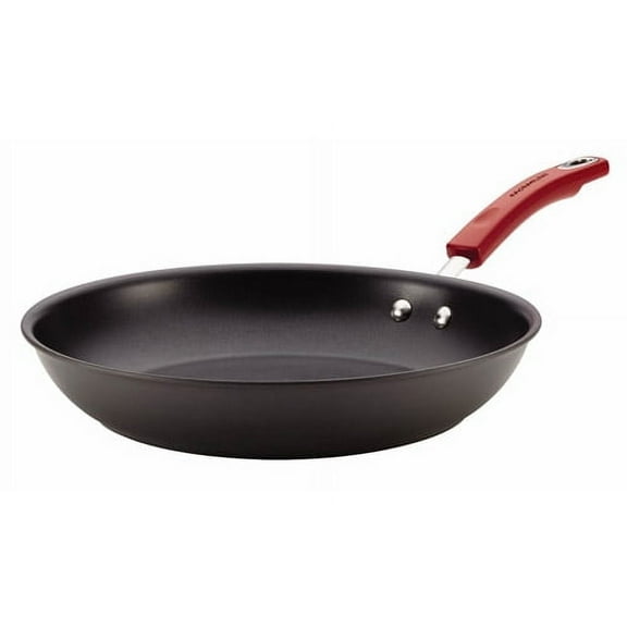 Rachael Ray 12.5" Hard Anodized Non-Stick Frying Pan/Fry Pan/Skillet with Red Handle