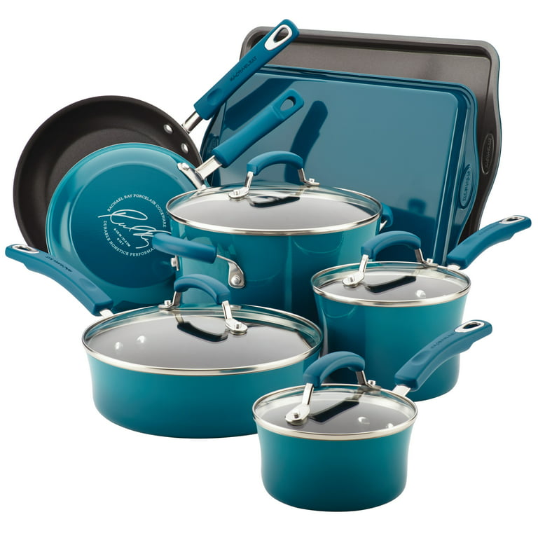 Rachael Ray 3-Piece Porcelain Enamel, Non-Stick Frying Pans, Fry Pans,  Skillet Set, Marine Blue - AliExpress