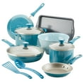thumbnail image 1 of Rachael Ray 12-Piece Get Cooking! Nonstick Pots and Pans Set/Cookware Set, Turquoise, 1 of 5
