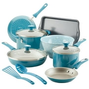Rachael Ray 12-Piece Get Cooking! Nonstick Pots and Pans Set/Cookware Set, Turquoise