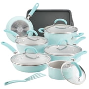 Rachael Ray 13 Pc Create Delicious Aluminum Nonstick Cookware Set, Light Blue Shimmer