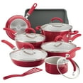 thumbnail image 1 of Rachael Ray 13-Piece Create Delicious Aluminum Nonstick Cookware Set, Red Shimmer, 1 of 9