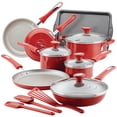 thumbnail image 1 of Rachael Ray 15-Piece Get Cooking! Aluminum Nonstick Pots and Pans Set/Cookware Set, Red, 1 of 7