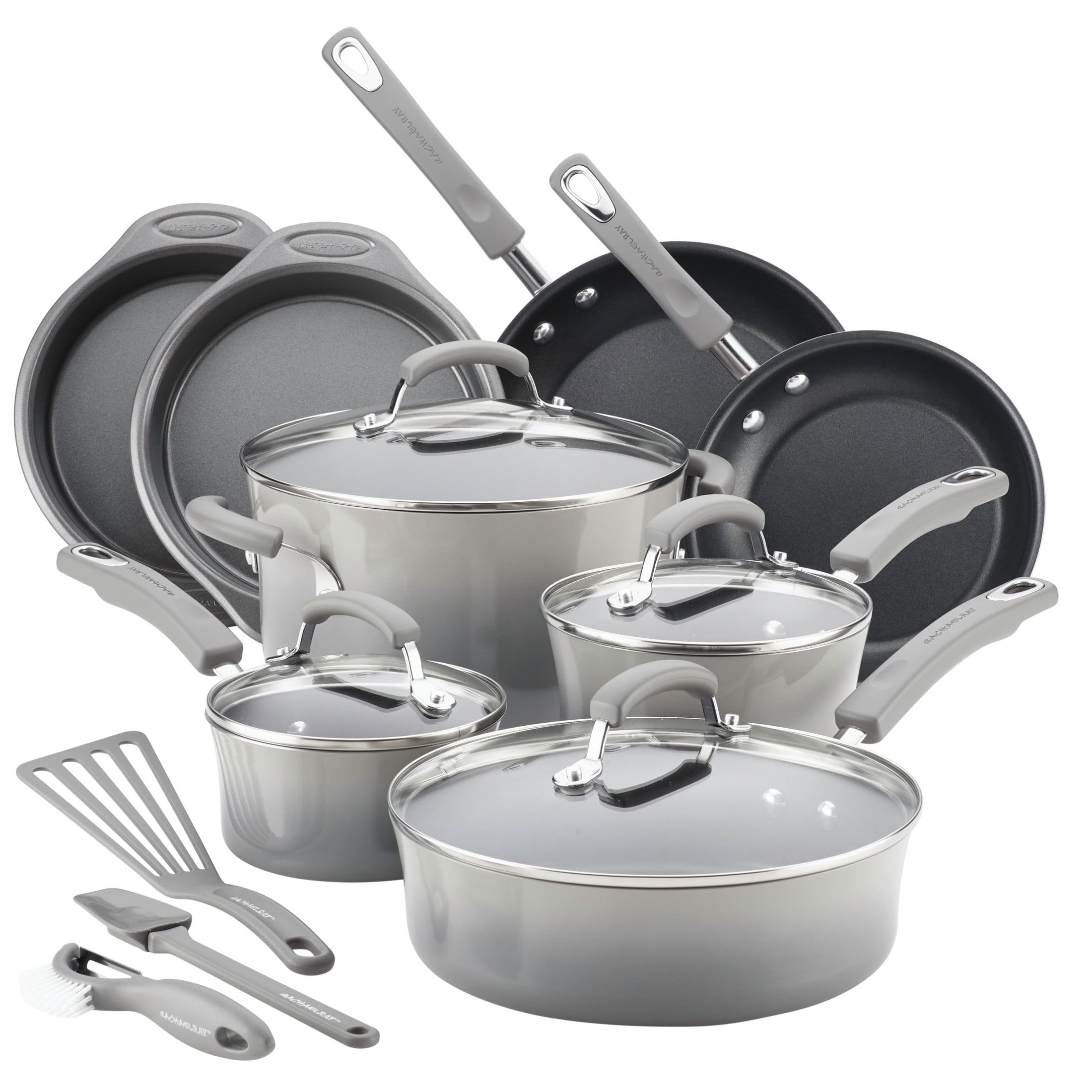 Walmart Coupons of Walmart Black Friday Deals 2025 Rachael Ray 15 Piece Hard Enamel Nonstick Pots and Pans Set, Gray