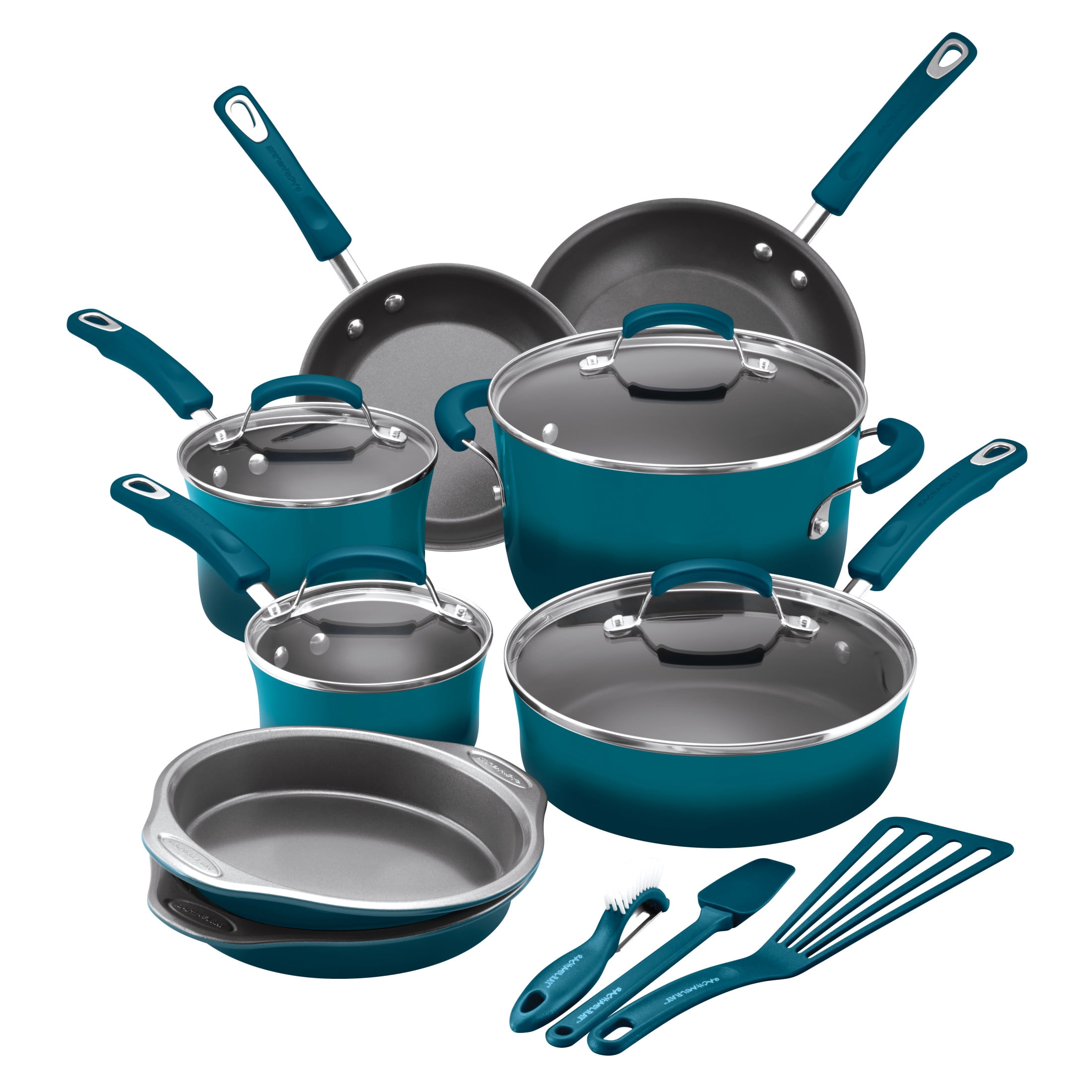 15 Piece Blue Diamond Pots and Pans Set Granite Nonstick Induction Cookware  Set