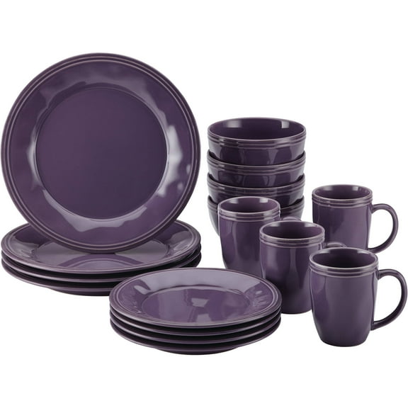 Rachael Ray 16-Piece Dinnerware Stoneware Set, Lavender Purple