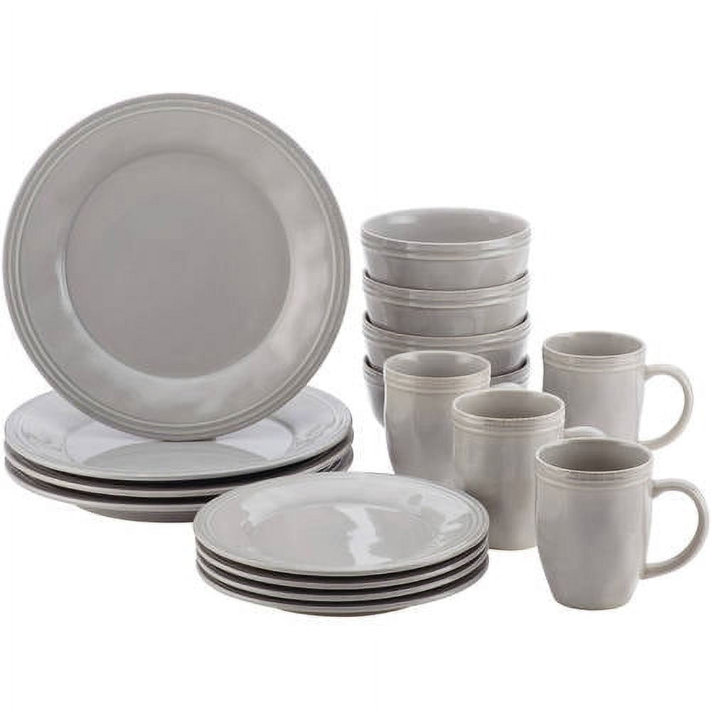 Sea Salt Gray Ceramic 16-Piece Dinnerware Set