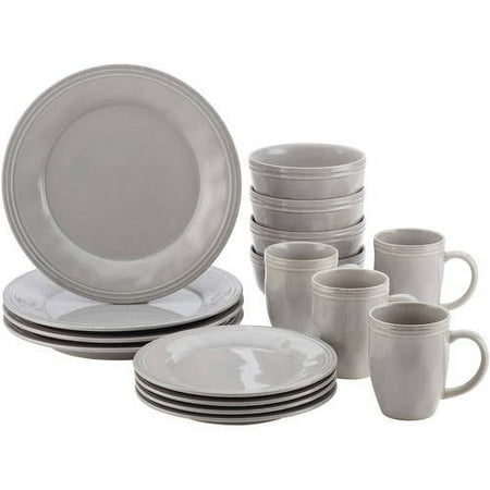 Rachael Ray - Cucina 16-Piece Ceramic Dinnerware Set - Sea Salt Gray