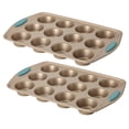 thumbnail image 1 of Rachael Ray 2-Piece Cucina Bakeware Nonstick Muffin Pan Set, Agave Blue, 1 of 1
