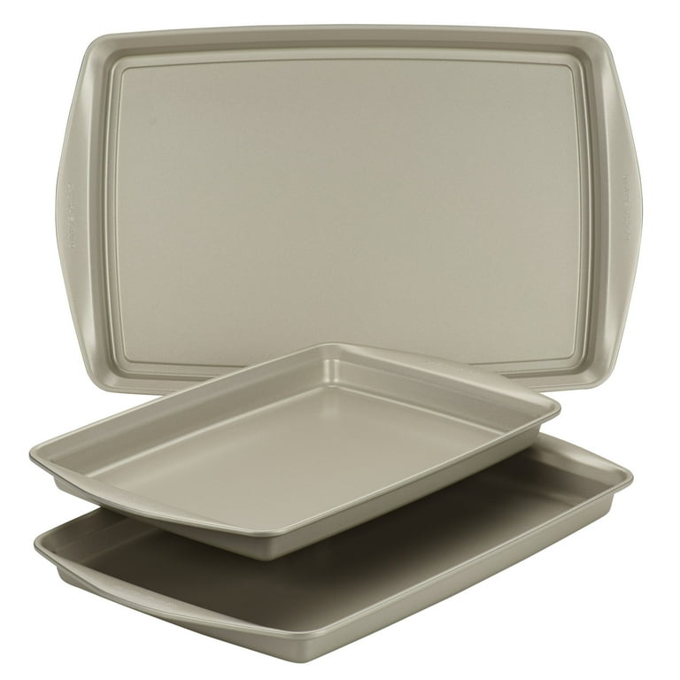 Nonstick Bakeware Cookie Pan Set, 3-Piece, Silver Nonstick Bakeware Cookie Pan Set, 3-Piece, Silver