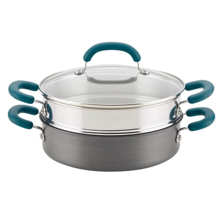 Rachael Ray 3 Qt Create Delicious Hard Anodized Aluminum Nonstick Steamer Set, Gray