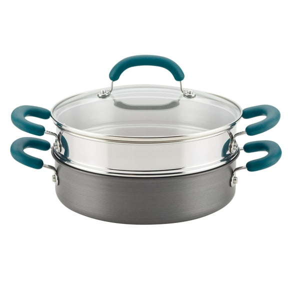 Rachael Ray 3 Qt Create Delicious Hard Anodized Aluminum Nonstick Steamer Set, Gray