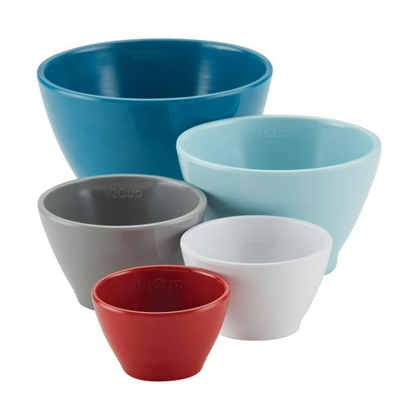 Rachael Ray 5 Pieces Melamine Nesting Measuring Cups, Assorted Colors