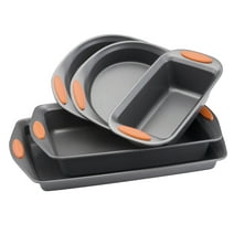 Rachael Ray 5-Pieces Yum-o! Nonstick Bakeware Baking Pans Set, Gray and Orange