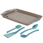 Rachael Ray 6 Piece Cucina Nonstick Bakeware and Tool Set, Agave Blue
