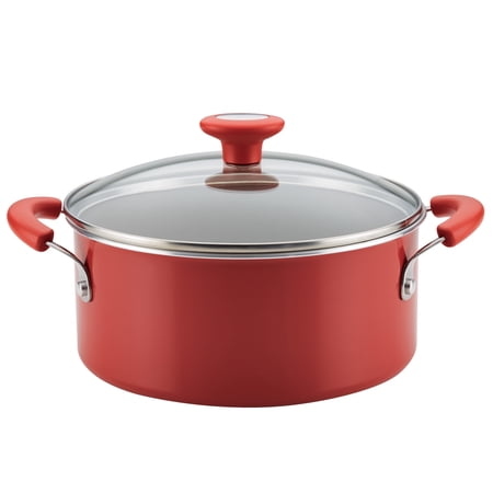 Rachael Ray 6-Quart Get Cooking! 6-Quart Aluminum Nonstick Stockpot, Red