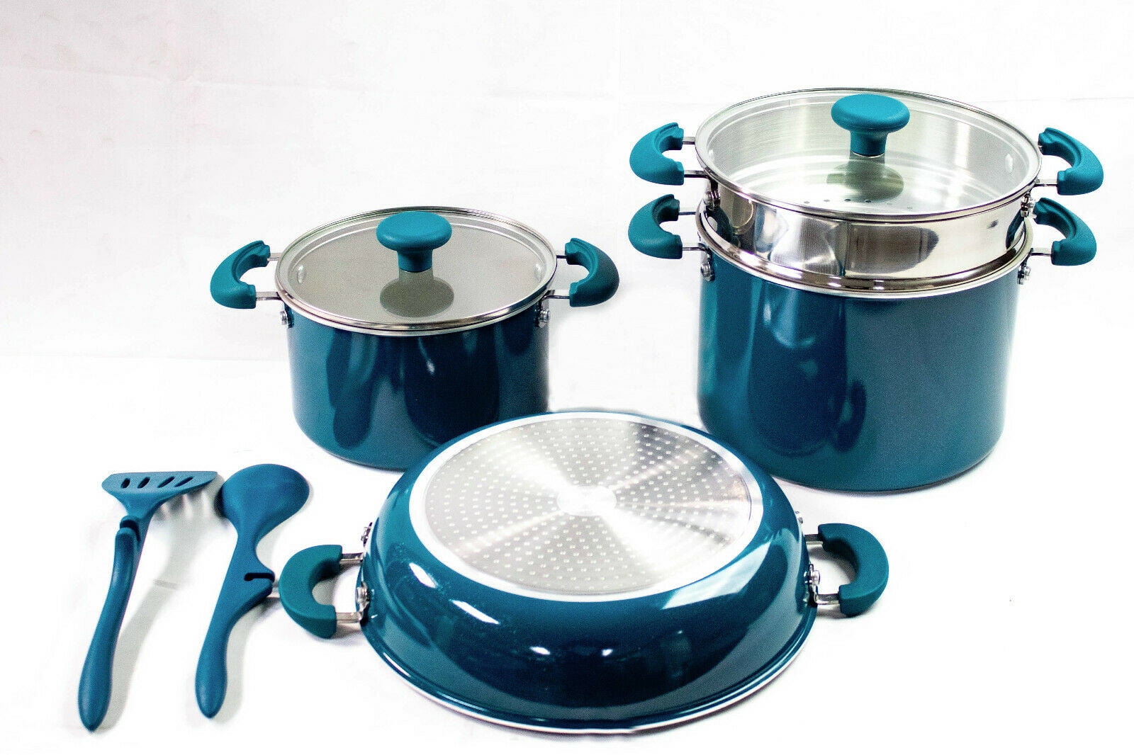  Rachael Ray Get Cooking Stackable Nonstick Pots and Pans, Cookware  Set (8 Piece), Turquoise: Home & Kitchen