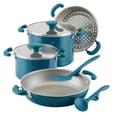 thumbnail image 1 of Rachael Ray 8 Piece Create Delicious Stackable Nonstick Pots and Pans, Teal, 1 of 11
