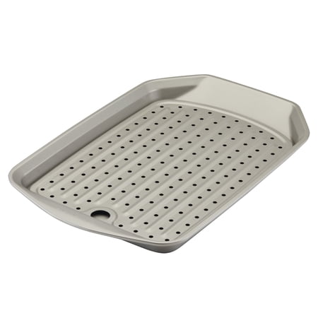 Rachael Ray Bakeware 2 Piece Nonstick Crisp and Slide Sheet Pan Set, Gray