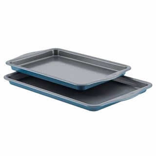 Rachael Ray 2-Piece Nonstick Crisp & Slide Sheet Pan Set - 11" X 17" Baking Sheet With Crisper Insert, Gray