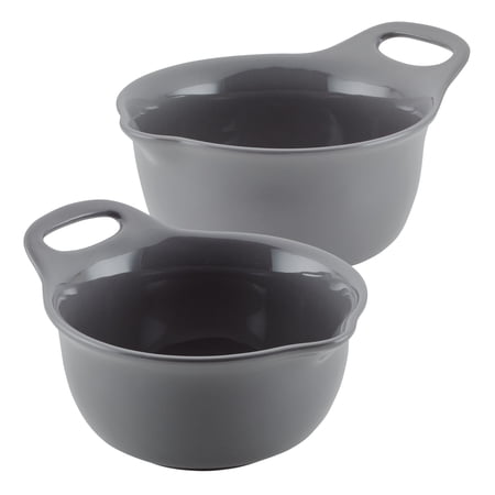 Rachael Ray Ceramic Mixing Bowl Set, 2-Piece, Dark Gray