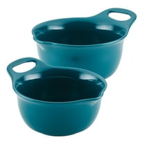 Rachael Ray Ceramic Mixing Bowl Set, 2-Piece, Teal