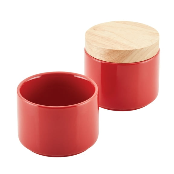 Rachael Ray Ceramic Stacking Spice Box Set with Lid, 2-Piece, Red